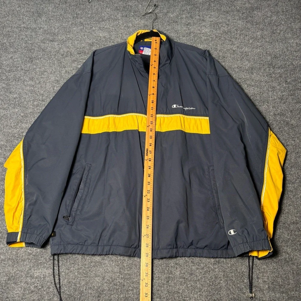 Champion Windbreaker Jacket Men's XL Gray‎ Yellow Colorblock Vintage